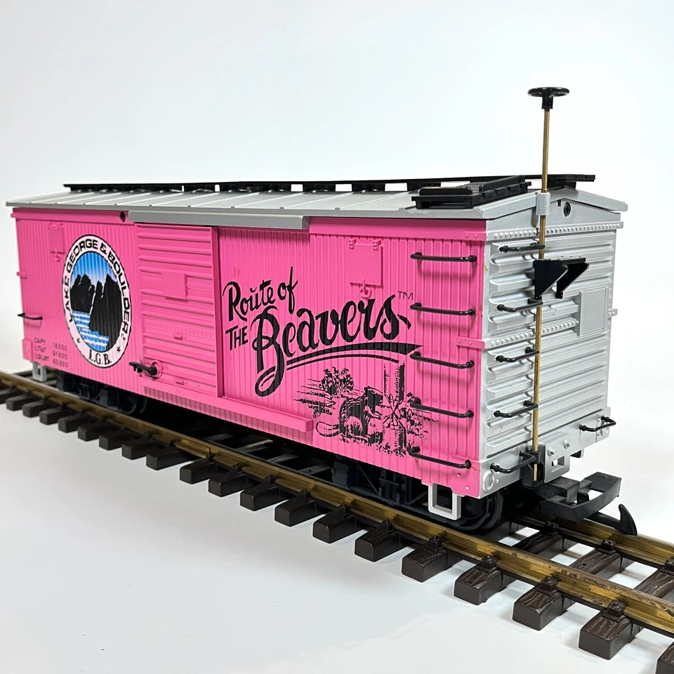 LGB G Scale 4090 Lake George Boulder Route of Beavers Wood Sheathed Boxcar - Image 2 of 4