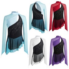 Girls Dance Dress Comfortable Leotard Sparkly Figure Skating Dress Jazz Recital