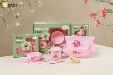 Silicone Baby Feeding Set Bib Bowl Spoon Cup Suction Toddler BPA Free