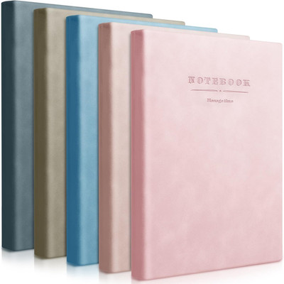 5 Pack A4 Notebooks Large Journal 360 Pages Leather Softcover Hardcover Notebook