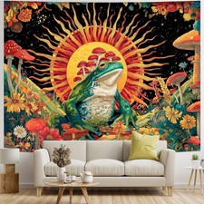 Extra Large Frog Galaxy Space Floral Jungle Tapestry Wall Hanging Backdrop Mural