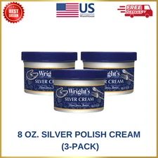 Wright's Silver Cleaner and Polish Cream - 8 Oz 3 PACK