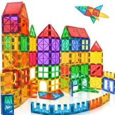 100pcs Magnetic Tiles Magnetic Building Blocks for Toddlers 3 4 5 6 7 Year Ol...