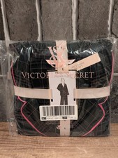 Victoria's Secret VS Flannel Long Pajama Set LARGE Green/Black/Pink Plaid VS458