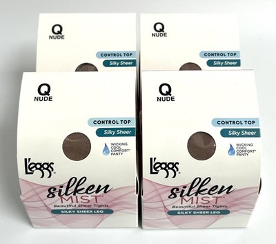 4 PACK - Leggs - Silken Mist - Control Top - Silky Sheer Panty Hose - Nude - Q
