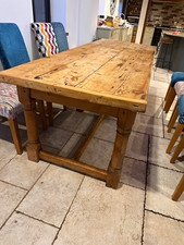 Large Old Pine Farmhouse/Refectory Table – 8ft – Beautiful Character