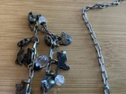 VINTAGE PIDIDDLY LINKS BRASS CRYSTAL JET 36" LOADED CAT CHARM NECKLACE — photo 5