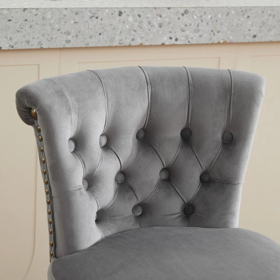 26" Swivel Counter Height Bar Stools Set of 2 Kitchen Dining Chair Trimmed Edges - Image 4 of 4