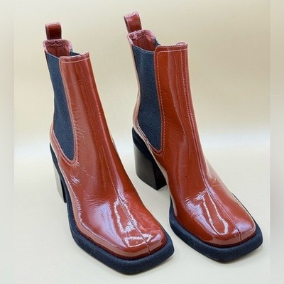 Gianni Bini Gianni Bini Banks Crinkle Patent Double Gore Square Toe Booties 7.5