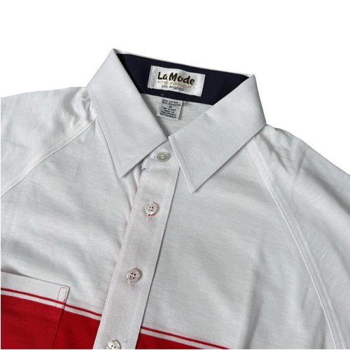 Nos La Mode Los Angeles Vintage Golf Polo Shirt Red White Blue Knit Mens M - Picture 8 of 13