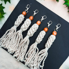 Macrame Keychain Boho Handmade Wristlet Bag Key Gift keychain Chain Charm