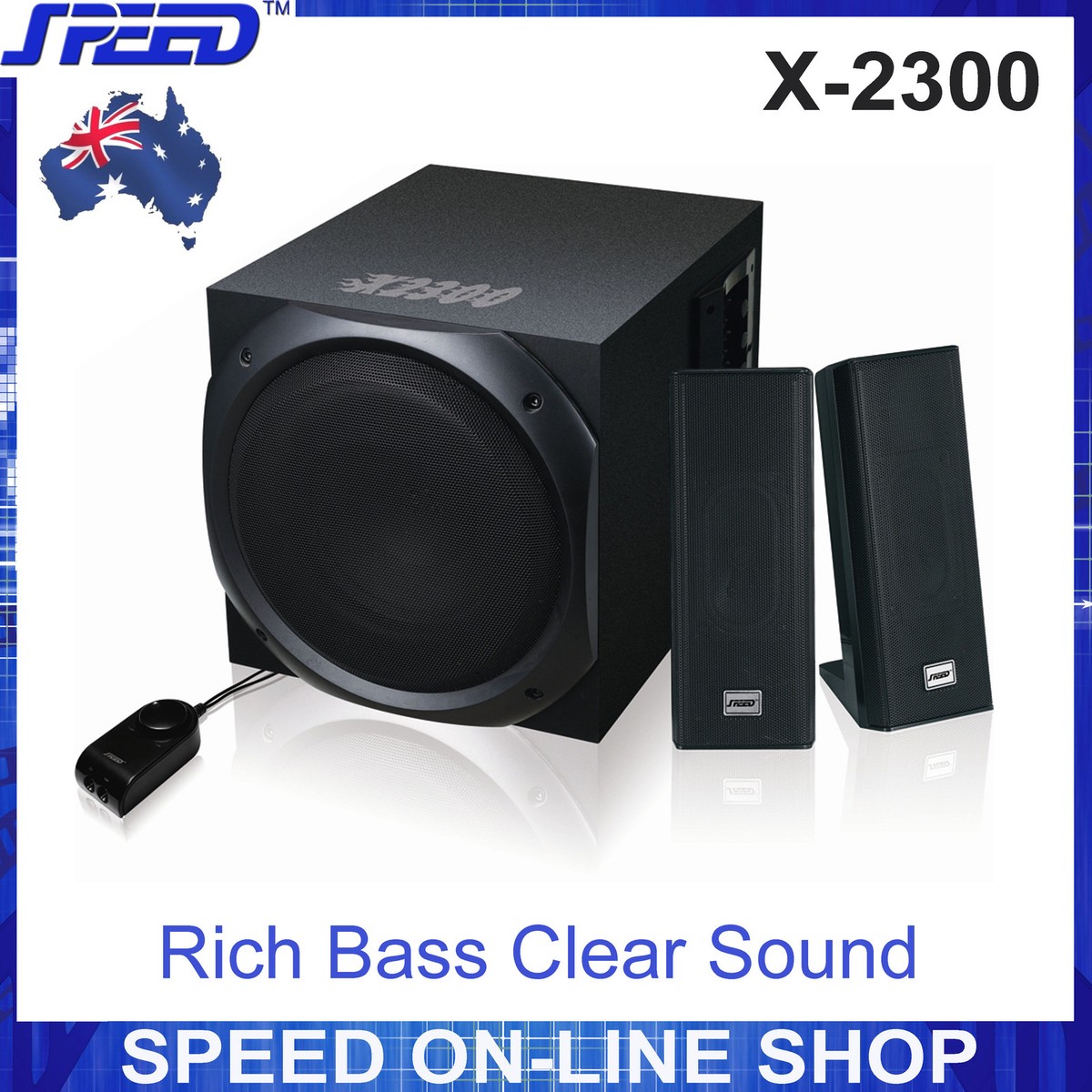 SPEED X-2300 Stereo Speakers 50W RMS for Laptop Desktop PC, iPhones  (240V)