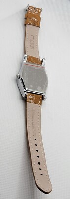 Ladies Croton Sparkly Rectangle Honey Brown Leather Analog  display picture 1