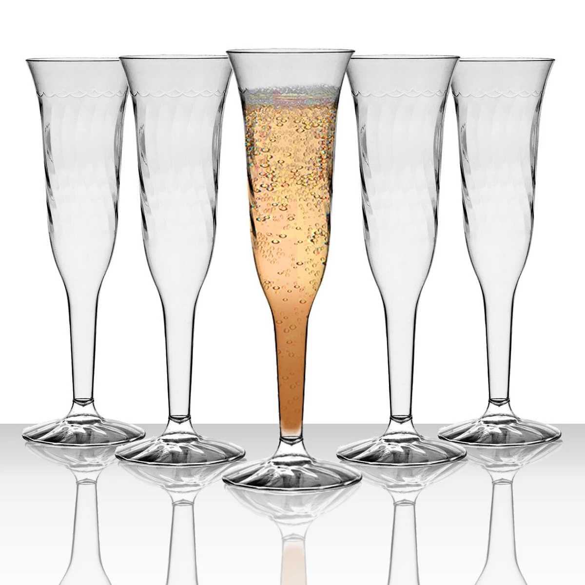 Disposable Plastic Champagne Flutes Clear Crystal-like Fancy Wine Stemware  96pcs