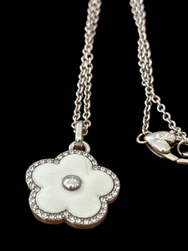 Brighton Dazzling Love Necklace- white flower- crystals- silver tone - Picture 2 of 3