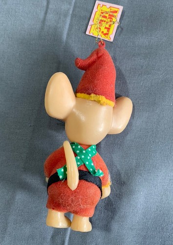 Vintage 1979 Jasco Merry Mice Flocked Ornament Elf w/ Tree & Ax Christmas - Picture 4 of 5