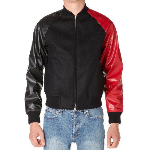 Comme Des Garcons Shirt Faux Leather Sleeves  Bomber Jacket size S - Picture 2 of 12