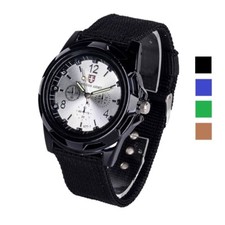Swiss Men's Slim Sport Watch Wristwatch Military Analog Army Quartz Canvas Strap
