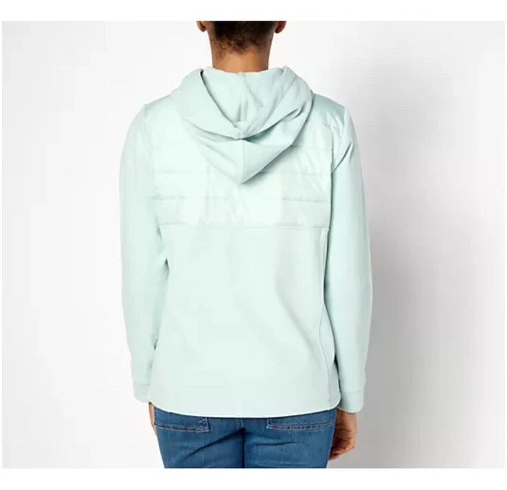 Sport Savvy Mix Media Quilted Hoodie Jacket Size S Fresh Mint A631101 - Image 2 of 4