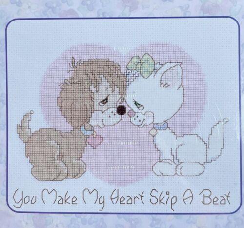 VTG Precious Moments Counted Cross Stitch Kit Furr-ever Friends 131-0122 CAT DOG - Picture 1 of 6