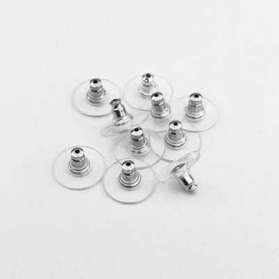 Versilberte Scheibe Clutch Ohrring Rückseiten (Packung mit 5 Paar)