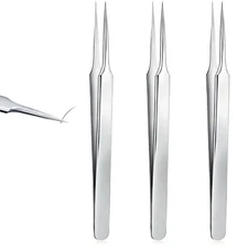 3 PCS Ingrown Hair Tweezers Stainless Steel Splinter Tweezers Pointed Blackhead