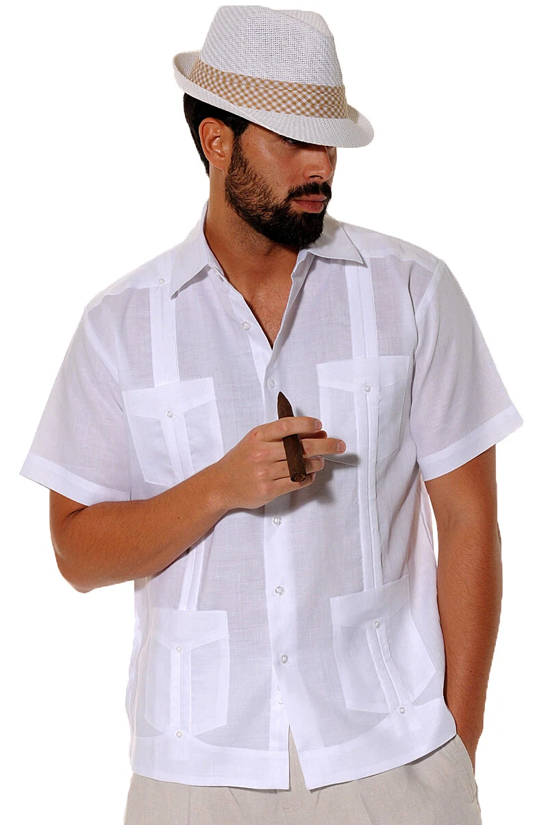 Bohio 100% Soft Linen Guayabera Shirt for Men White Traditional (4) Pocket LS399
Opens in a new wind