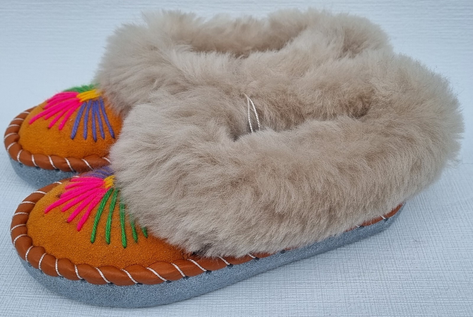 APL PELLICCIA DI AGNELLO PANTOFOLE CALDE taglia 36 NUOVE pelle di pecora pelle fatte a mano (3.23)