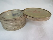 Atlanta Hilton RETRO Round Desk Quartz Battery Alarm Clock Travel Brass Works