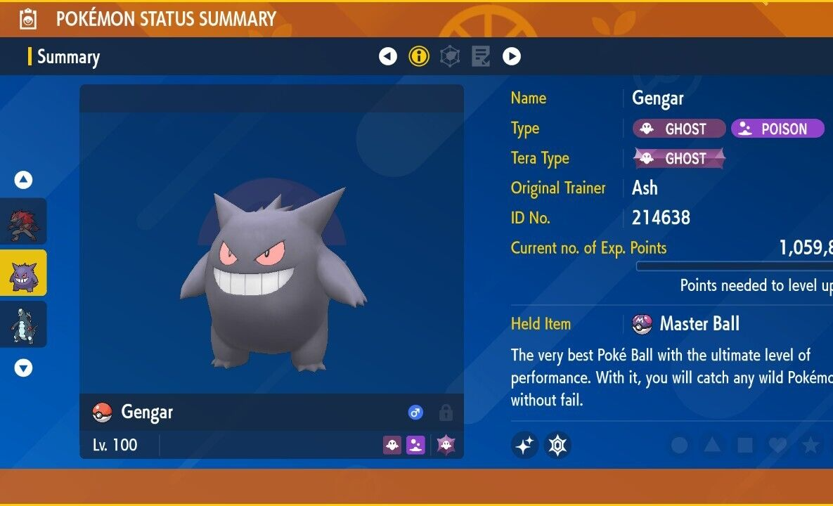 Pokemon Legends Arceus SHINY GENGAR LV.37 ALPHA✨MAX Effort Levels Fast Trade