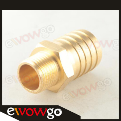US SHIP 1'' inch Barb To 1/2'' NPT Male Pipe Straight Brass Hose Fitting Adapter