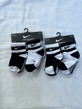 NIKE UNISEX SOCKS ANKLE Lightweight Kids 6Pk 2-4YRS TODDLER WHITE/BLACK GRAY FS