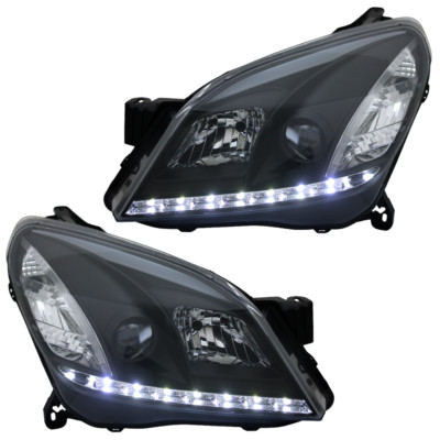 Scheinwerfer TFL Tagfahrlicht Optik für Opel Astra H Bj. 04-09 Schwarz