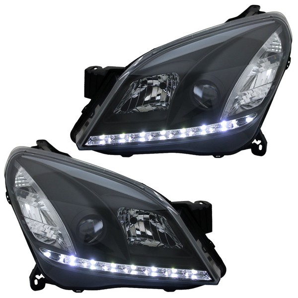 Scheinwerfer TFL Tagfahrlicht Optik FüR Opel Astra H Bj. 04-09 Schwarz-image