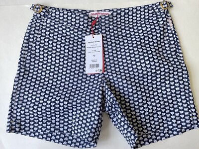 ORLEBAR BROWN Gold Jacquard Flutter Bulldog X Swim Shorts Sz 32 $395