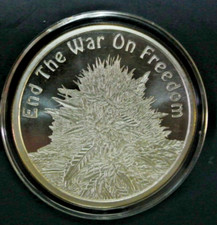 1 oz .999 Silver Round - 2018 Silver Shield- Cannabis End The War On Freedom. 42.50 per troy oz