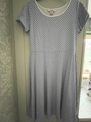 🌞 House of fraser 'Linea Tesini fit n flare Summer dress, white/blue  ,Size 14 UK