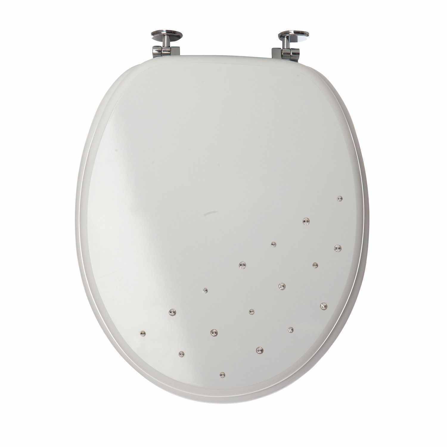 LUXURY DIAMANTE WOODEN MDF WC TOILET SEAT OR SHOWER CURTAIN WITH HOOKS