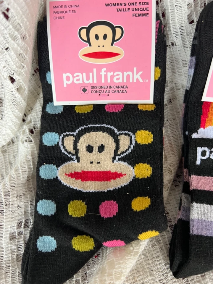 Nuevos calcetines Paul Frank 3 pares para mujer EE. UU. 6-9,5 negros con arco iris, lunares, corazón Foto 2 de 4
