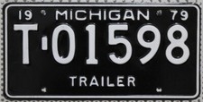 Michigan Nummernschild USA Kennzeichen 1979 Schild US Trailer License Plate TO1