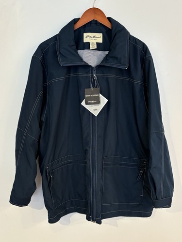 Eddie Bauer Midweight Water Resistant Jacket Dark Blue w/ Hood XXL - Picture 2 of 16