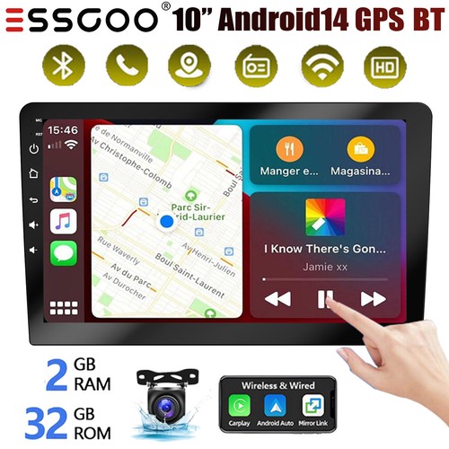 10.1" 2Din Car Stereo Radio IPS Touch Screen Bluetooth Audio WiFi GPS 2+32G AHD