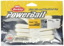 Berkley Power Tube Bait 2.5in White Soft Plastic for Bass and Walleye Fishing