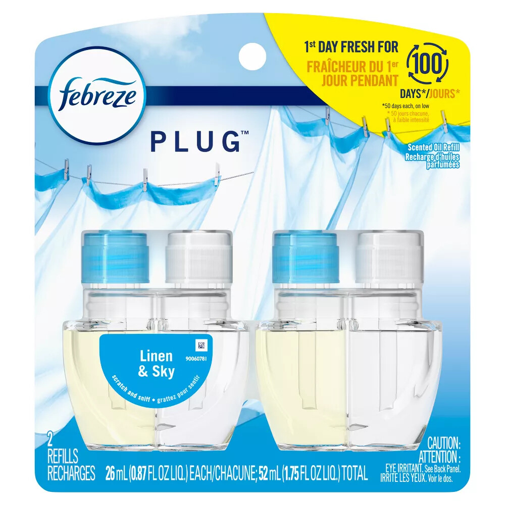 Освежитель воздуха Febreze для борьбы с неприятным запахом Fade Defy Plug Refill Linen - Sky упаковка из 2 штук 2890₽