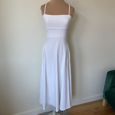 Susana Monaco Thin Strap High Low Cut Out Back White Jersey Maxi Dress EUC Sz XS