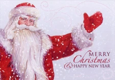 Santa in Falling Snow Designer Greetings Christmas Card