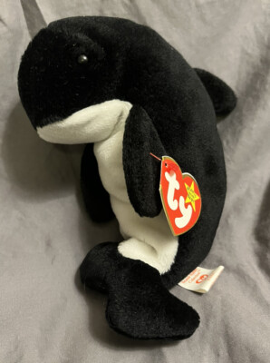 Ty  WAVES'' the Whale beanie w/  Echo  Dolphin printed tags+FREE SHIP in US ONLY