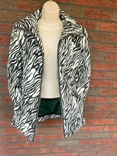 Vintage 38 Zip Front Jacket Black White Shoulder Pads Pockets US 6 Betty Barcla