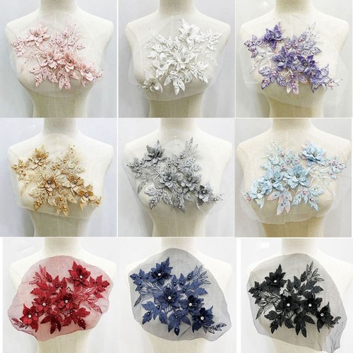 Handmade Embroidered Floral Patches DIY Lace Fabrics Applique