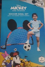 New Kids DISNEY Mickey and Friends Soccer Goal Net with 1 Balls & Air Pump NIB.